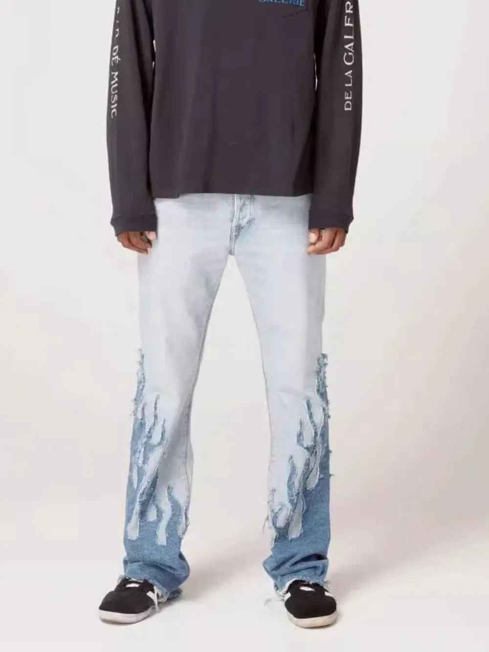 Men's Flame Pattern Cargo Jeans for a Bold Street Style-Casual Fashion - The Artisan's Wardrobe