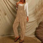 Corduroy Shoulder Strap Jumpsuit with Multi Pockets-Casual Fashion - The Artisan's Wardrobe