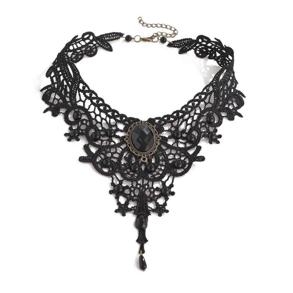 Gothic Lace Choker Necklace for Halloween Party - Geometric Lace Collarbone Chain-Casual Fashion - The Artisan's Wardrobe
