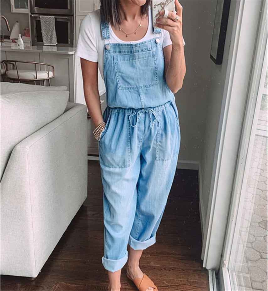 Spring Summer Denim Overalls for Women - Casual Slim Fit with Stylish Pockets-Casual Fashion - The Artisan's Wardrobe