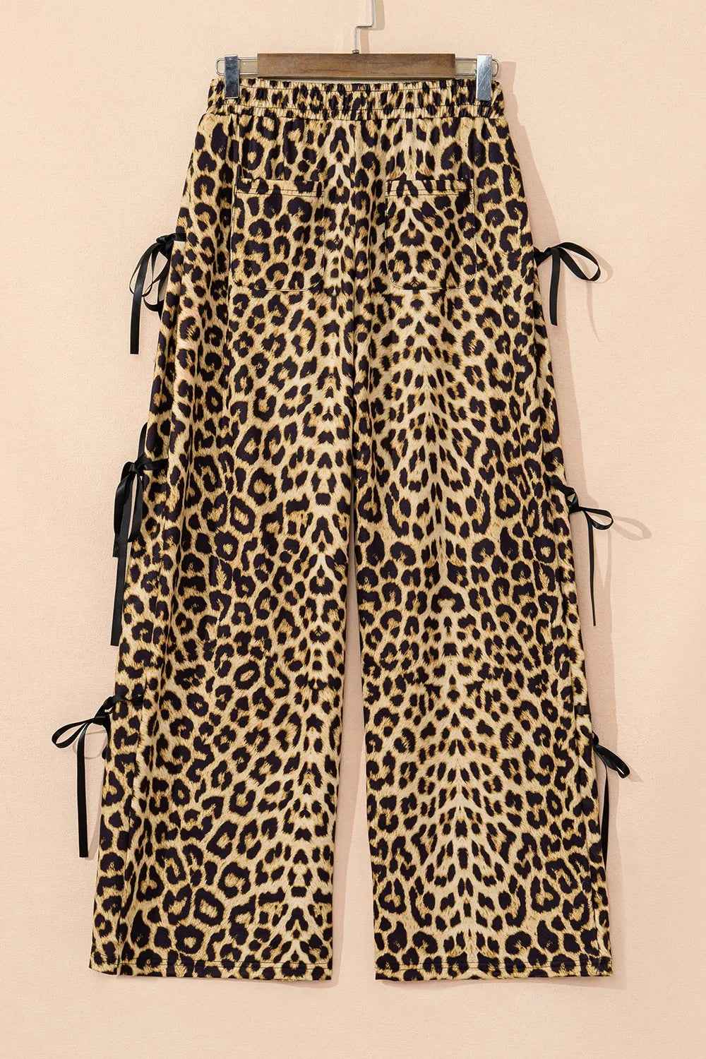 Leopard Bow Tie Pants with Elastic Waist for Effortless Style-Casual Fashion - The Artisan's Wardrobe