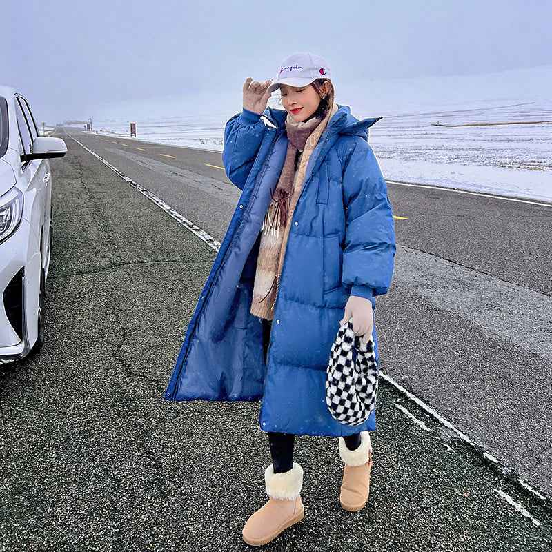 Knee-Length Cotton Jacket for Women - Thick Outerwear, Loose & Long Top-Casual Fashion - The Artisan's Wardrobe