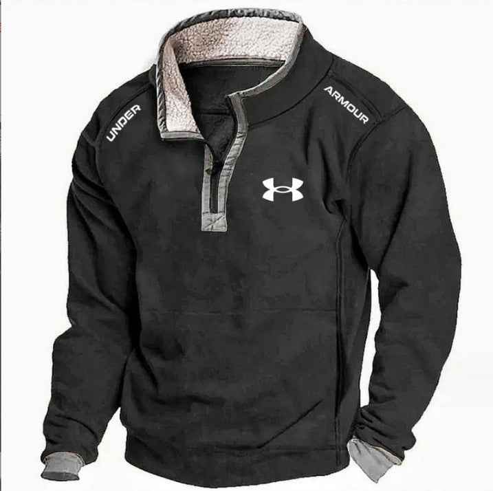 Men's Casual Hoodie with Stand Collar, Zipper Closure, and Fleece Lining for Autumn and Winter-Casual Fashion - The Artisan's Wardrobe