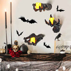 Gothic Halloween Wall Decor: 12-Pack Bat Sticker Wall Hangings with Spooky Hands & Lit Candles-Casual Fashion - The Artisan's Wardrobe