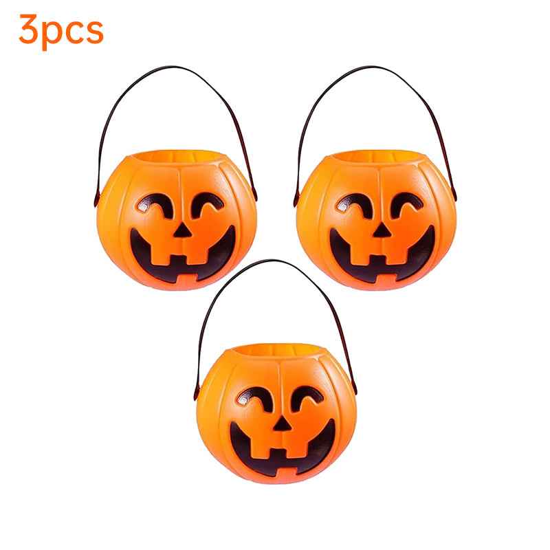 3-Pack Halloween Pumpkin Buckets - 7-Inch Plastic Trick-or-Treat Candy Holders & Home Decor-Casual Fashion - The Artisan's Wardrobe