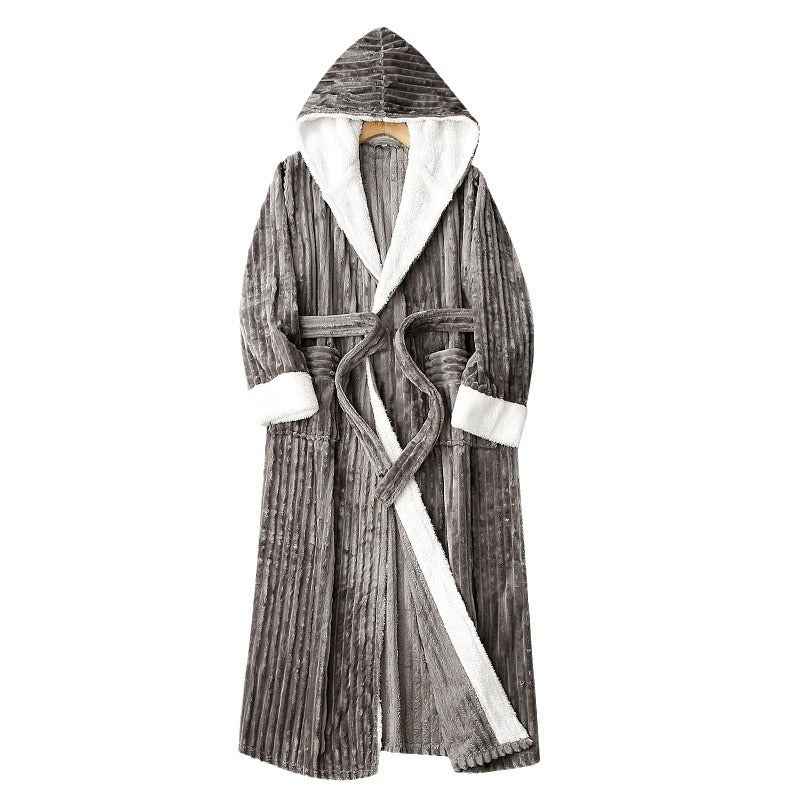 Couple's Extra Long Bathrobe - European Size Hooded Men's and Women's Sleeping Robe-Casual Fashion - The Artisan's Wardrobe