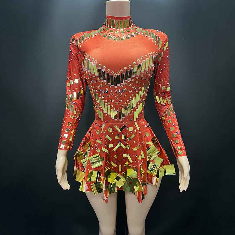 Sparkling Sequin Mini Dress - Elegant Slim Fit Long Sleeved Short Skirt for Parties and Outings-Casual Fashion - The Artisan's Wardrobe