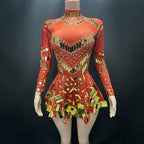 Sparkling Sequin Mini Dress - Elegant Slim Fit Long Sleeved Short Skirt for Parties and Outings-Casual Fashion - The Artisan's Wardrobe