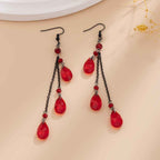 Fashionable Tassel Crystal Pendant Earrings - Halloween Dance Diamond Blood Drop Earrings for Women-Casual Fashion - The Artisan's Wardrobe