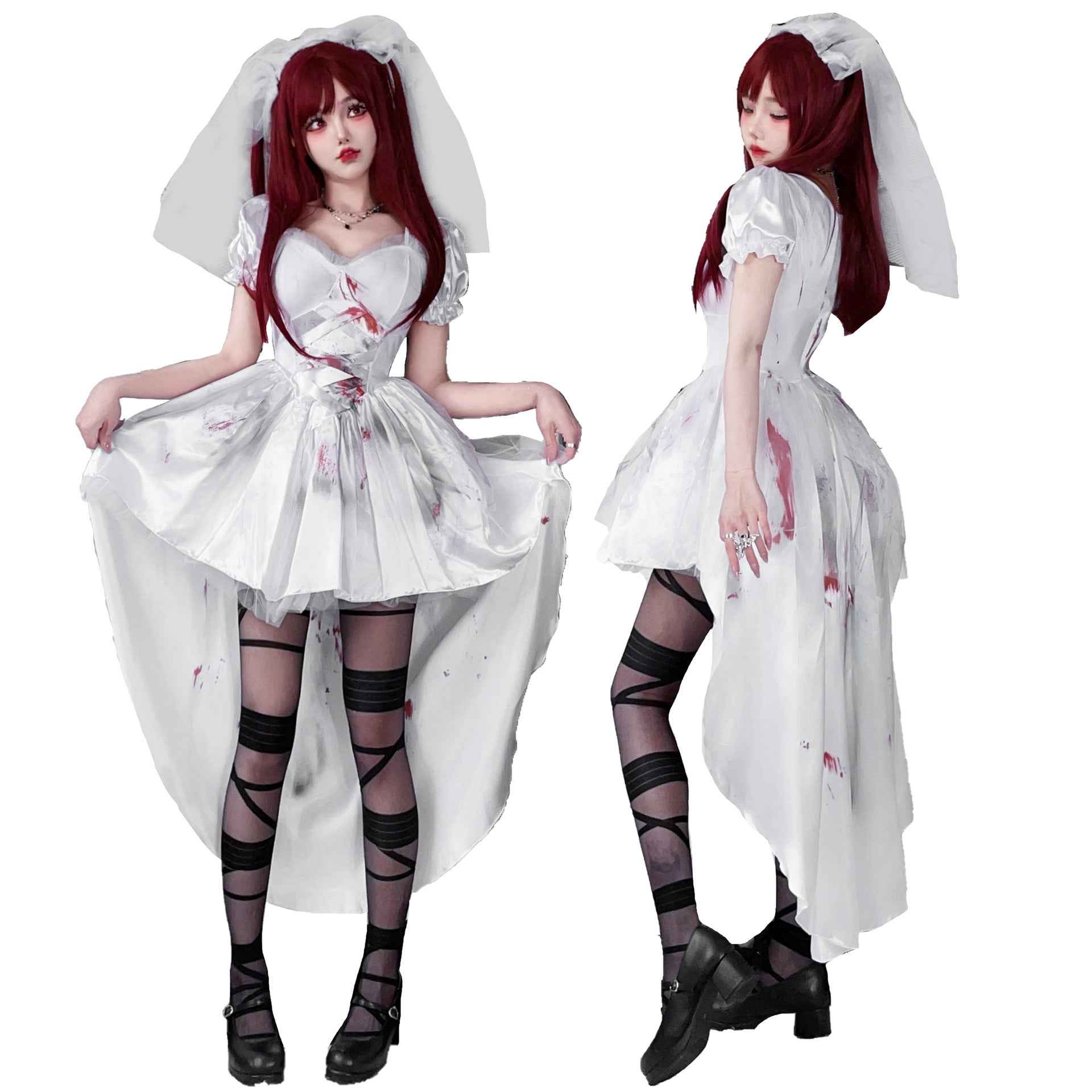 European and American Style Goth Halloween Costume - Adult Witch Tailcoat and Vampire Bride Performance Dress-Casual Fashion - The Artisan's Wardrobe