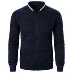 Men's Plaid Sweatshirt Jacket with Zipper and Stand-Up Collar - Casual Cardigan Style-Casual Fashion - The Artisan's Wardrobe
