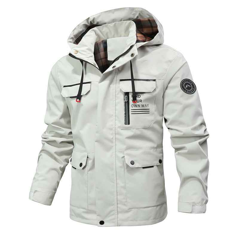 Men's Lightweight Waterproof Windbreaker Jacket - Spring and Autumn Hooded Outdoor Windproof Jacket for Hiking-Casual Fashion - The Artisan's Wardrobe