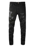 Men's Snake Embroidered Slim Jeans - Washed Style for a Trendy Look-Casual Fashion - The Artisan's Wardrobe