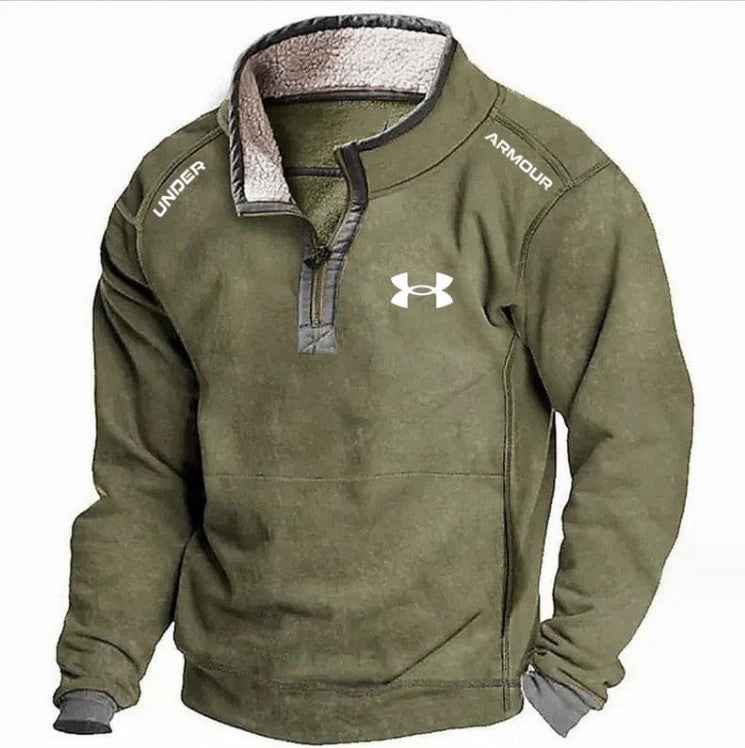 Men's Casual Hoodie with Stand Collar, Zipper Closure, and Fleece Lining for Autumn and Winter-Casual Fashion - The Artisan's Wardrobe