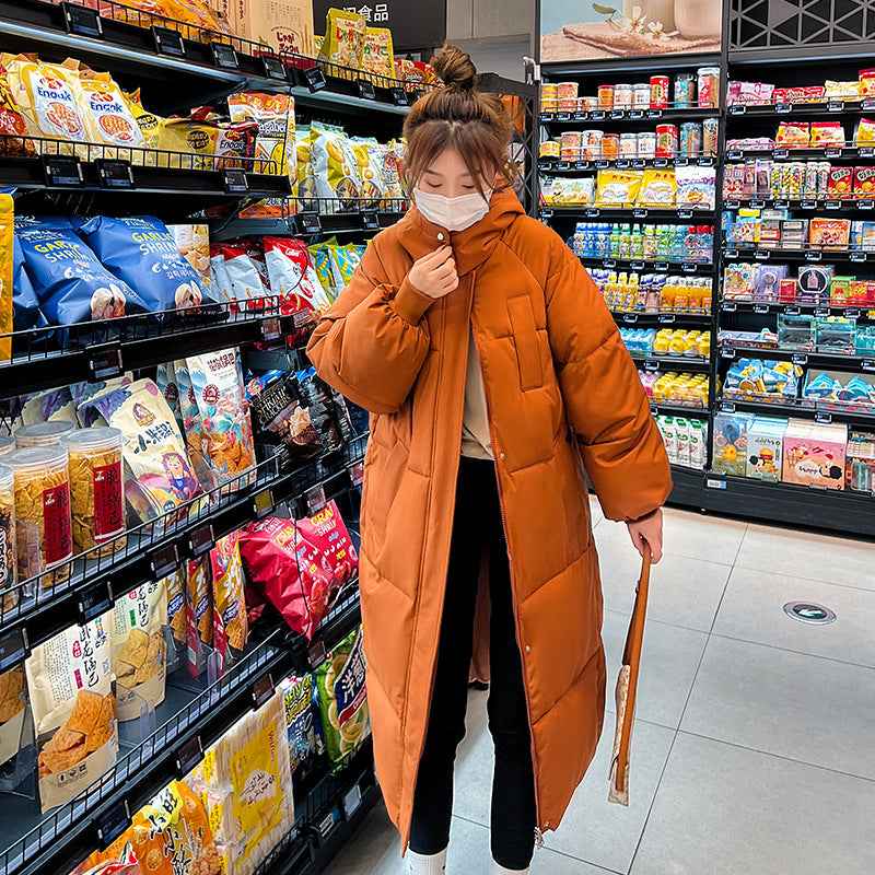 Knee-Length Cotton Jacket for Women - Thick Outerwear, Loose & Long Top-Casual Fashion - The Artisan's Wardrobe