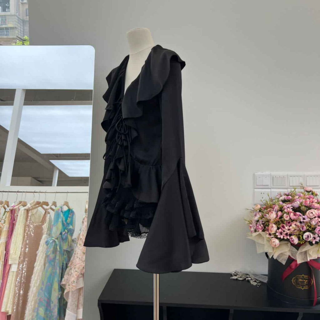 Girl Satin Shirt and Skirt Set - Long Sleeve Lace Horn Top with Folded Cake Half Skirt for Autumn-Casual Fashion - The Artisan's Wardrobe