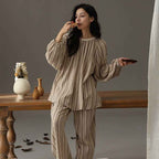 Couple's sleepwear autumn new item Wabi Sabi style cotton yarn can be worn outside loose men's and women's home clothes-Casual Fashion - The Artisan's Wardrobe