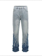Men's Flame Pattern Cargo Jeans for a Bold Street Style-Casual Fashion - The Artisan's Wardrobe