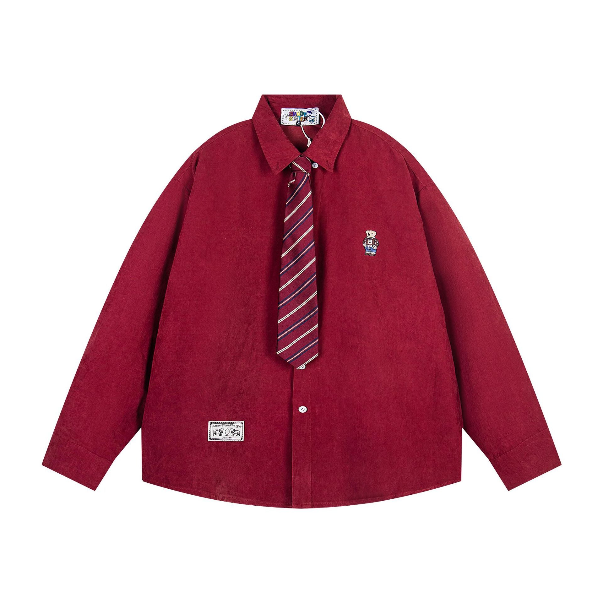 Fun Cartoon Embroidery Shirt - Unisex Loose Casual Long Sleeve Dress Shirt-Casual Fashion - The Artisan's Wardrobe