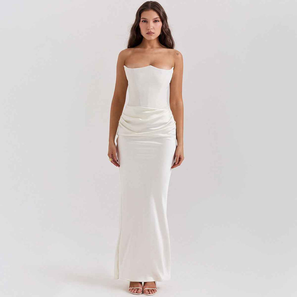 European and American Style Strapless Evening Dress for Women - Autumn and Winter Slim Fit Backless Fashion-Casual Fashion - The Artisan's Wardrobe