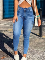 Skinny Jeans with Pockets-Casual Fashion - The Artisan's Wardrobe