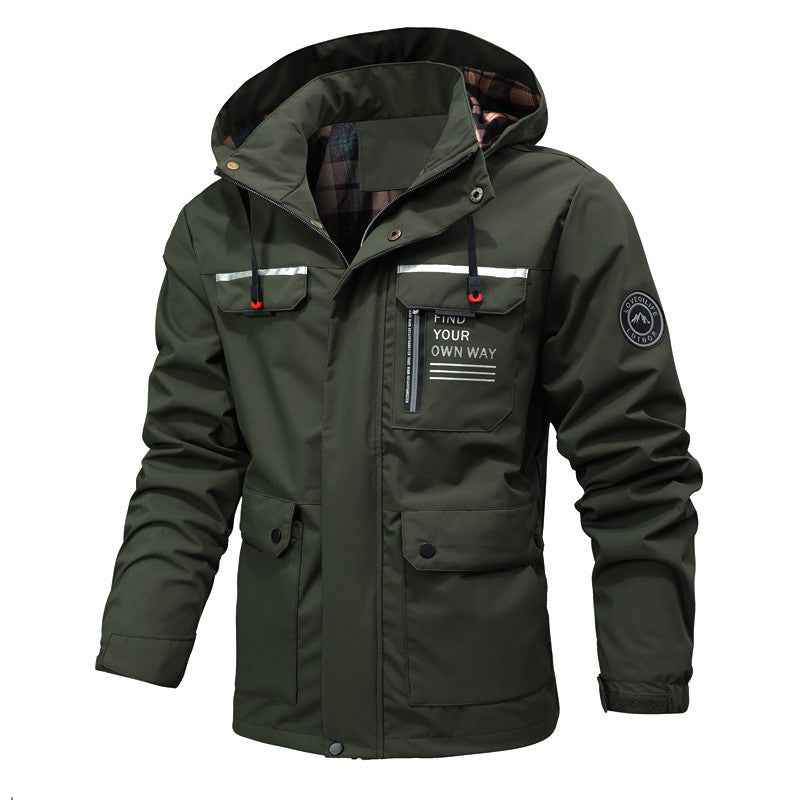 Men's Lightweight Waterproof Windbreaker Jacket - Spring and Autumn Hooded Outdoor Windproof Jacket for Hiking-Casual Fashion - The Artisan's Wardrobe