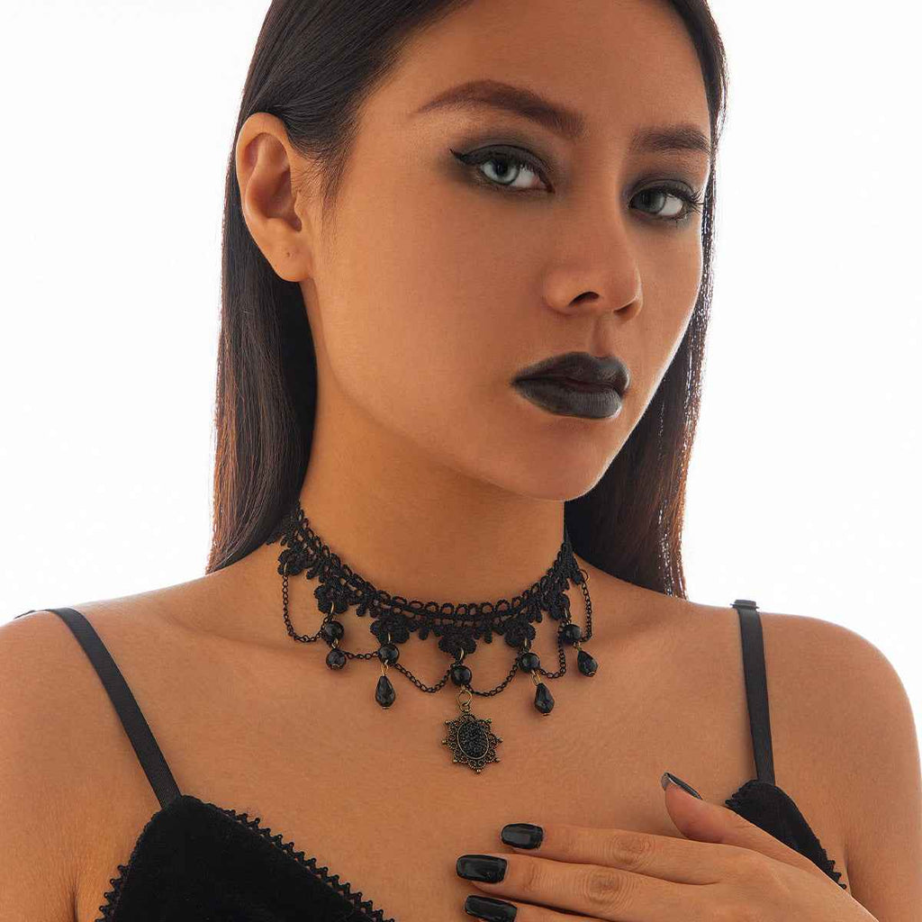 Pumpkin Festival Spider Web Necklace with Water Drop Crystal for Spicy Girls-Casual Fashion - The Artisan's Wardrobe