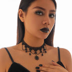 Pumpkin Festival Spider Web Necklace with Water Drop Crystal for Spicy Girls-Casual Fashion - The Artisan's Wardrobe