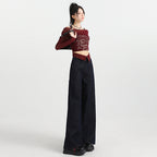 Wide Leg Jeans for Women High Waist Slim Fit Straight Loose Cuffed Floor-Length Pants