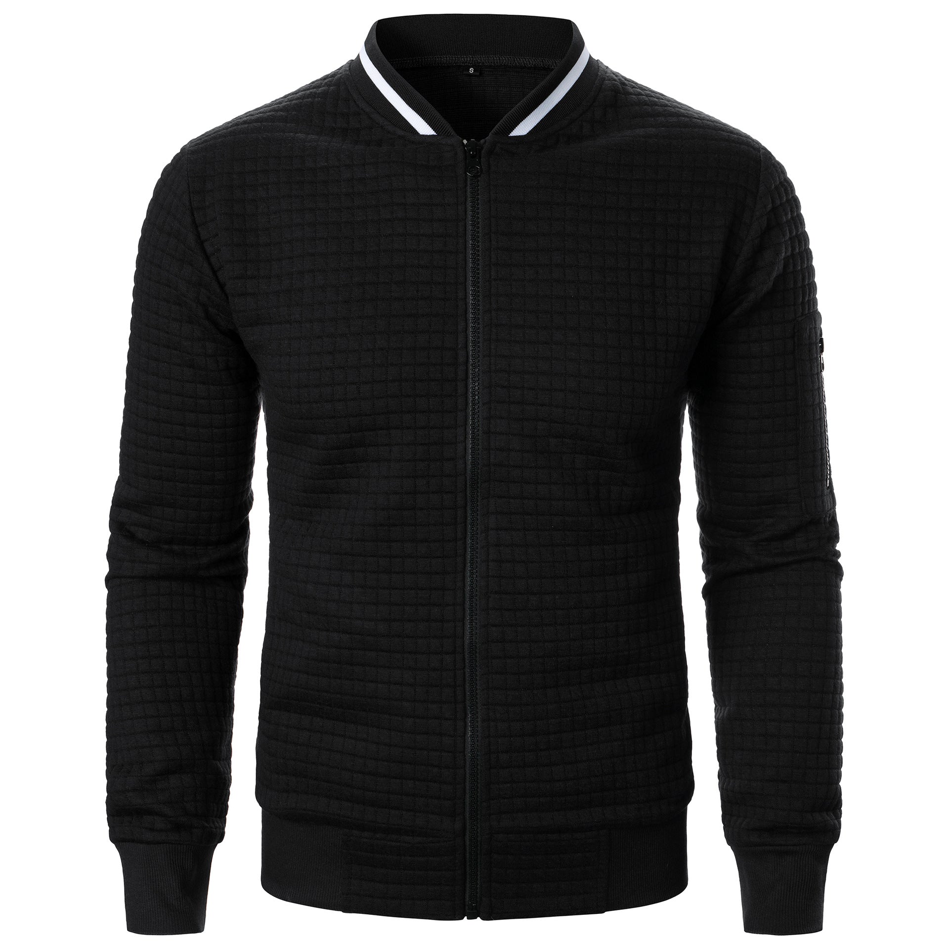 Men's Plaid Sweatshirt Jacket with Zipper and Stand-Up Collar - Casual Cardigan Style-Casual Fashion - The Artisan's Wardrobe