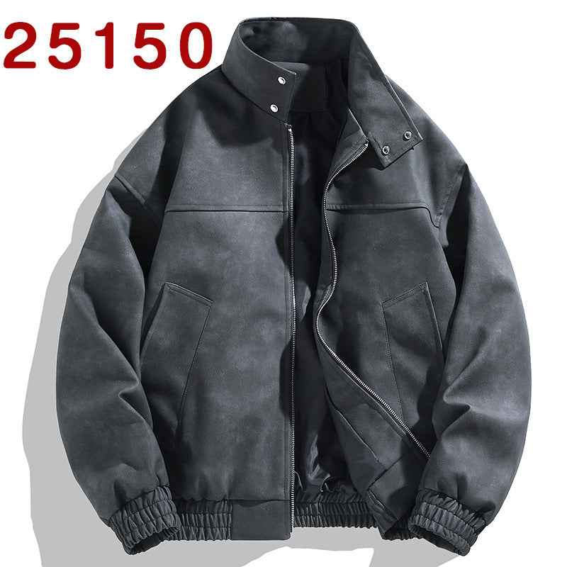 Wholesale Men's Tie-Dye Leather Jacket - Retro PU Spring Autumn Casual Stand Collar Style-Casual Fashion - The Artisan's Wardrobe