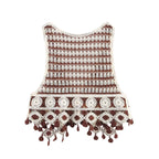 Deep V-Neck Tassel Vest for Women - Stylish Sleeveless Knit Top for Summer-Casual Fashion - The Artisan's Wardrobe