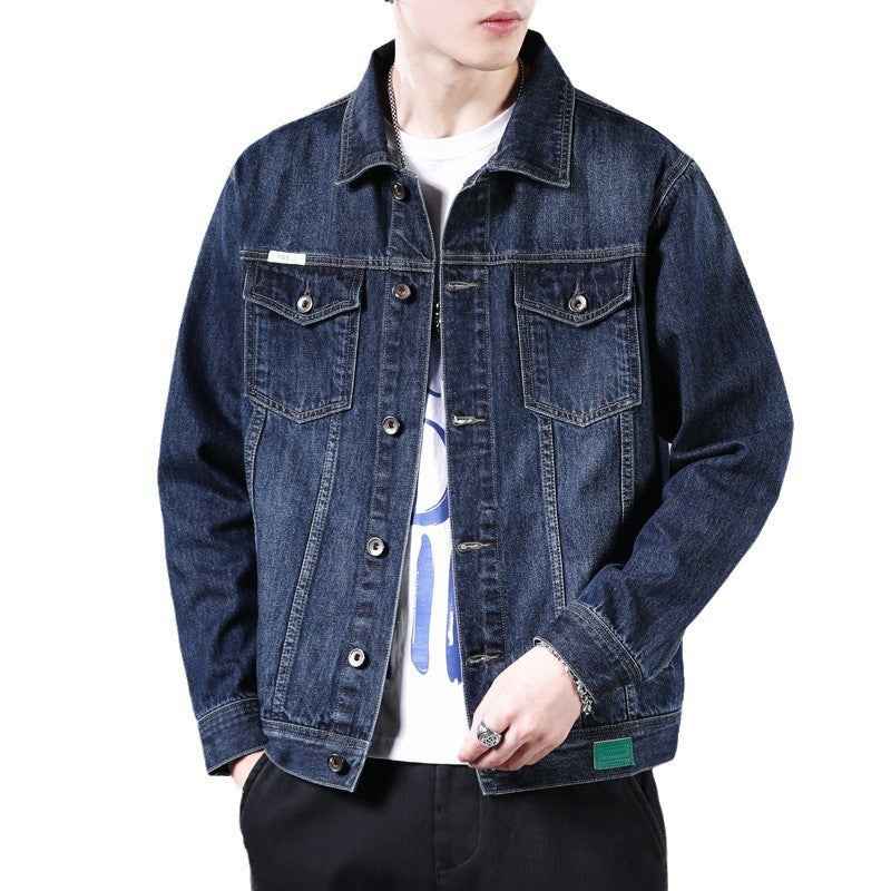 New Men's Casual Denim Jacket - Korean Version Solid Color for Couples, Plus Size, Lapel Design-Casual Fashion - The Artisan's Wardrobe