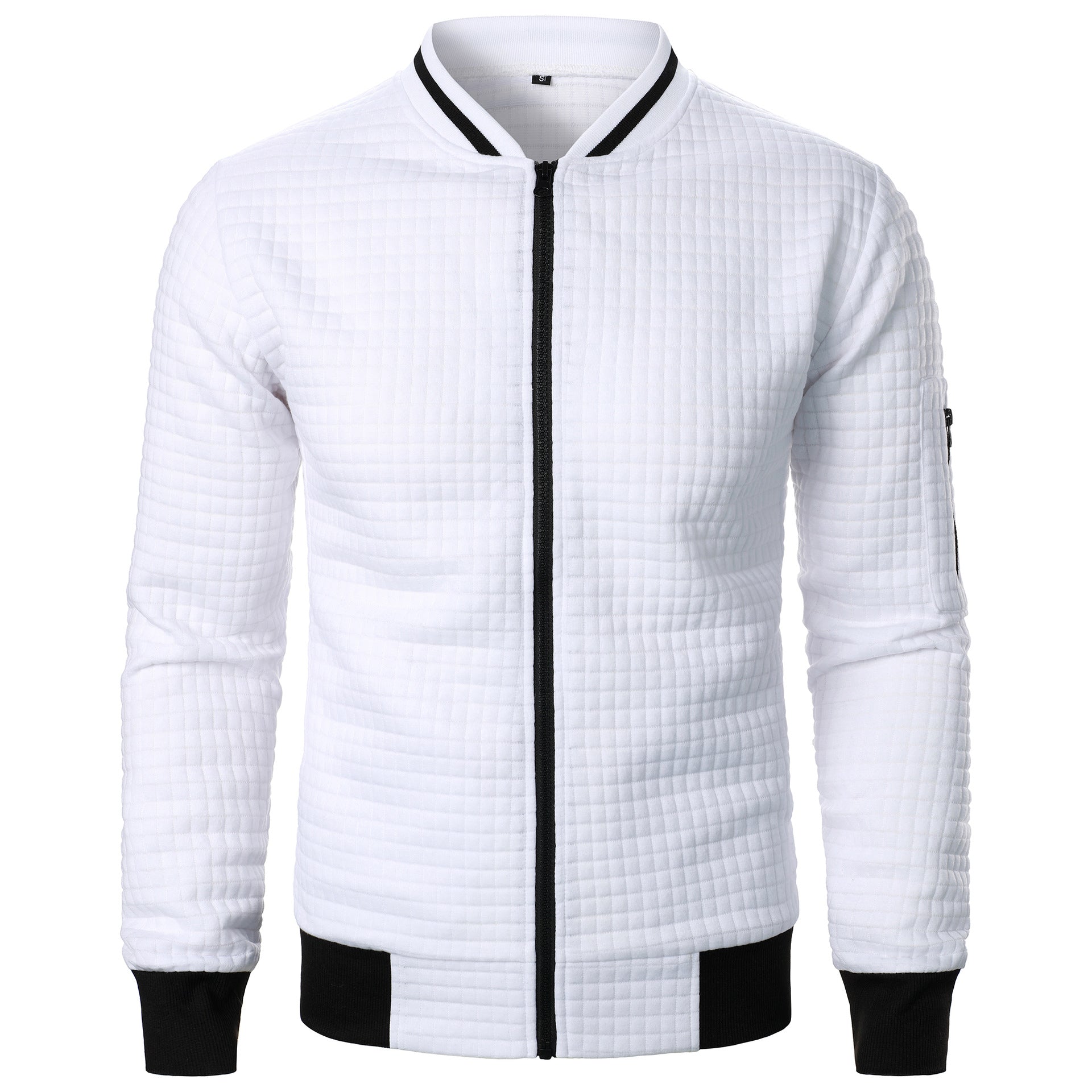 Men's Plaid Sweatshirt Jacket with Zipper and Stand-Up Collar - Casual Cardigan Style-Casual Fashion - The Artisan's Wardrobe