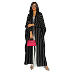 Muslim Women's Striped Cardigan Long Zebra Print Abaya Jacket-Casual Fashion - The Artisan's Wardrobe