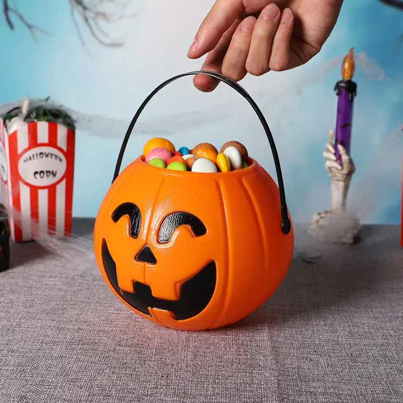 3-Pack Halloween Pumpkin Buckets - 7-Inch Plastic Trick-or-Treat Candy Holders & Home Decor-Casual Fashion - The Artisan's Wardrobe