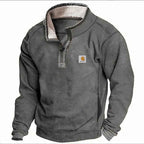 Men's Casual Hoodie with Stand Collar, Zipper Closure, and Fleece Lining for Autumn and Winter-Casual Fashion - The Artisan's Wardrobe
