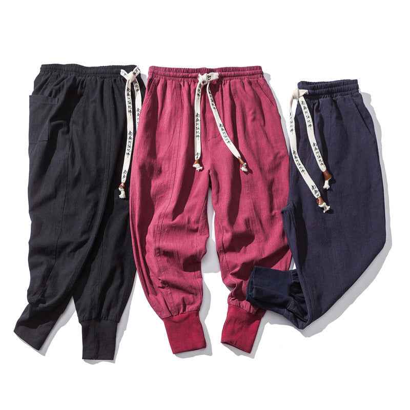 Men's Linen Casual Pants - Spring and Autumn Loose Bun Leg Style, Chinese Japanese Fashion-Casual Fashion - The Artisan's Wardrobe