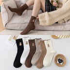 Women's Bear Cotton Socks - Comfortable Soft Crew Sports Socks Set of 6 Pairs-Casual Fashion - The Artisan's Wardrobe