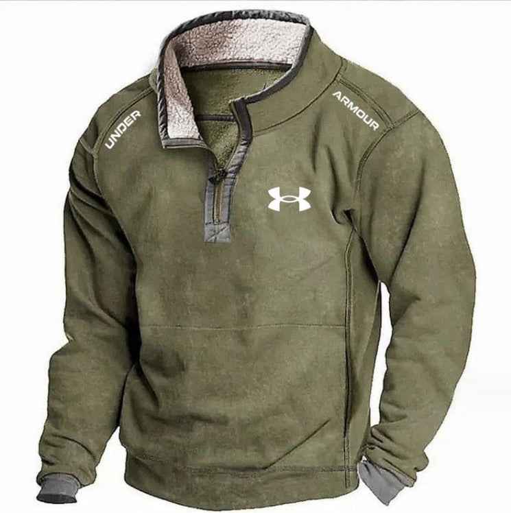 Men's Casual Hoodie with Stand Collar, Zipper Closure, and Fleece Lining for Autumn and Winter-Casual Fashion - The Artisan's Wardrobe