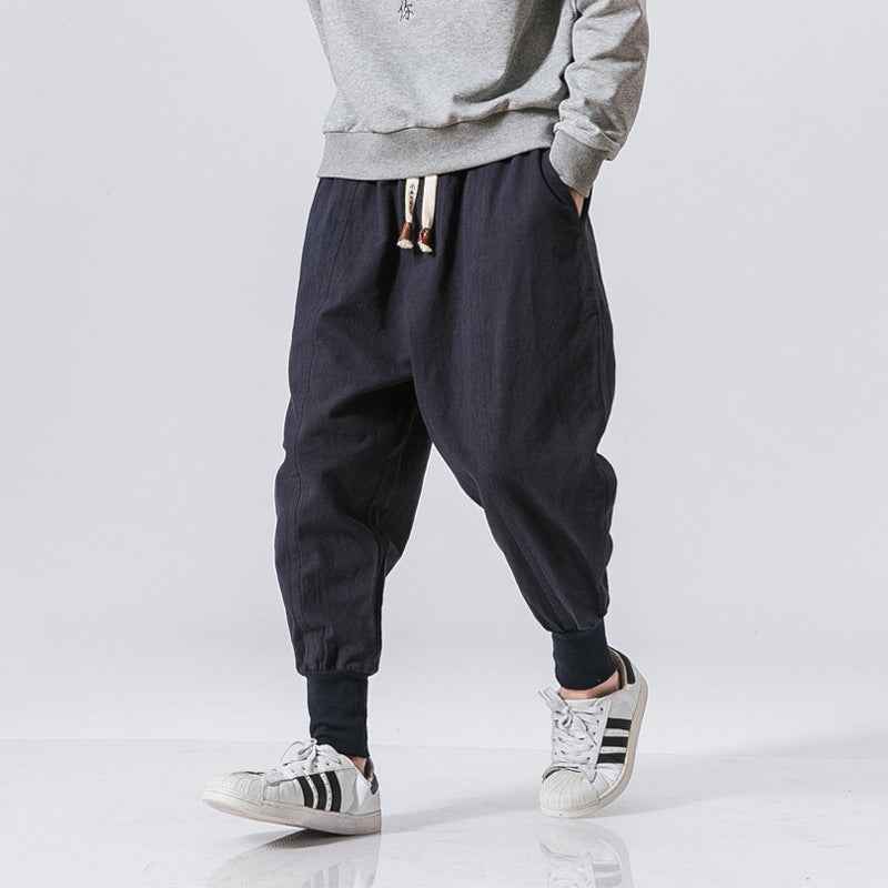 Men's Linen Casual Pants - Spring and Autumn Loose Bun Leg Style, Chinese Japanese Fashion-Casual Fashion - The Artisan's Wardrobe
