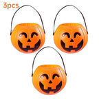 3-Pack Halloween Pumpkin Buckets - 7-Inch Plastic Trick-or-Treat Candy Holders & Home Decor-Casual Fashion - The Artisan's Wardrobe