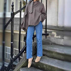 Asymmetric Shawl Cardigan Knitted Sweater Gray Long Sleeved Scarf-Casual Fashion - The Artisan's Wardrobe