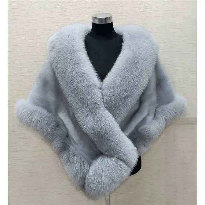 Luxury Fur Poncho Fluffy Shawl Evening Dress for Weddings and Banquets – Plush Cape Coat for Women