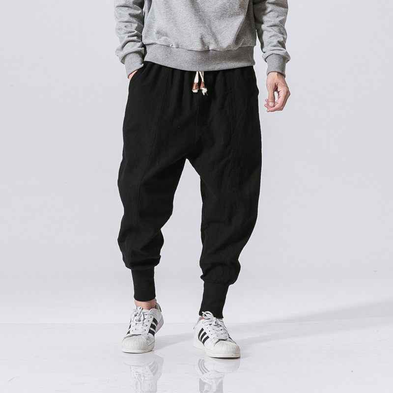 Men's Linen Casual Pants - Spring and Autumn Loose Bun Leg Style, Chinese Japanese Fashion-Casual Fashion - The Artisan's Wardrobe