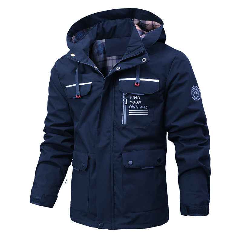 Men's Lightweight Waterproof Windbreaker Jacket - Spring and Autumn Hooded Outdoor Windproof Jacket for Hiking-Casual Fashion - The Artisan's Wardrobe