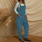 Corduroy Shoulder Strap Jumpsuit with Multi Pockets-Casual Fashion - The Artisan's Wardrobe