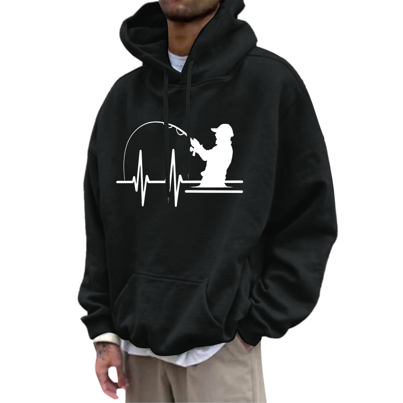 Fleece Hoodie with Pocket Drawstring and Plain Color Letter Print-Casual Fashion - The Artisan's Wardrobe