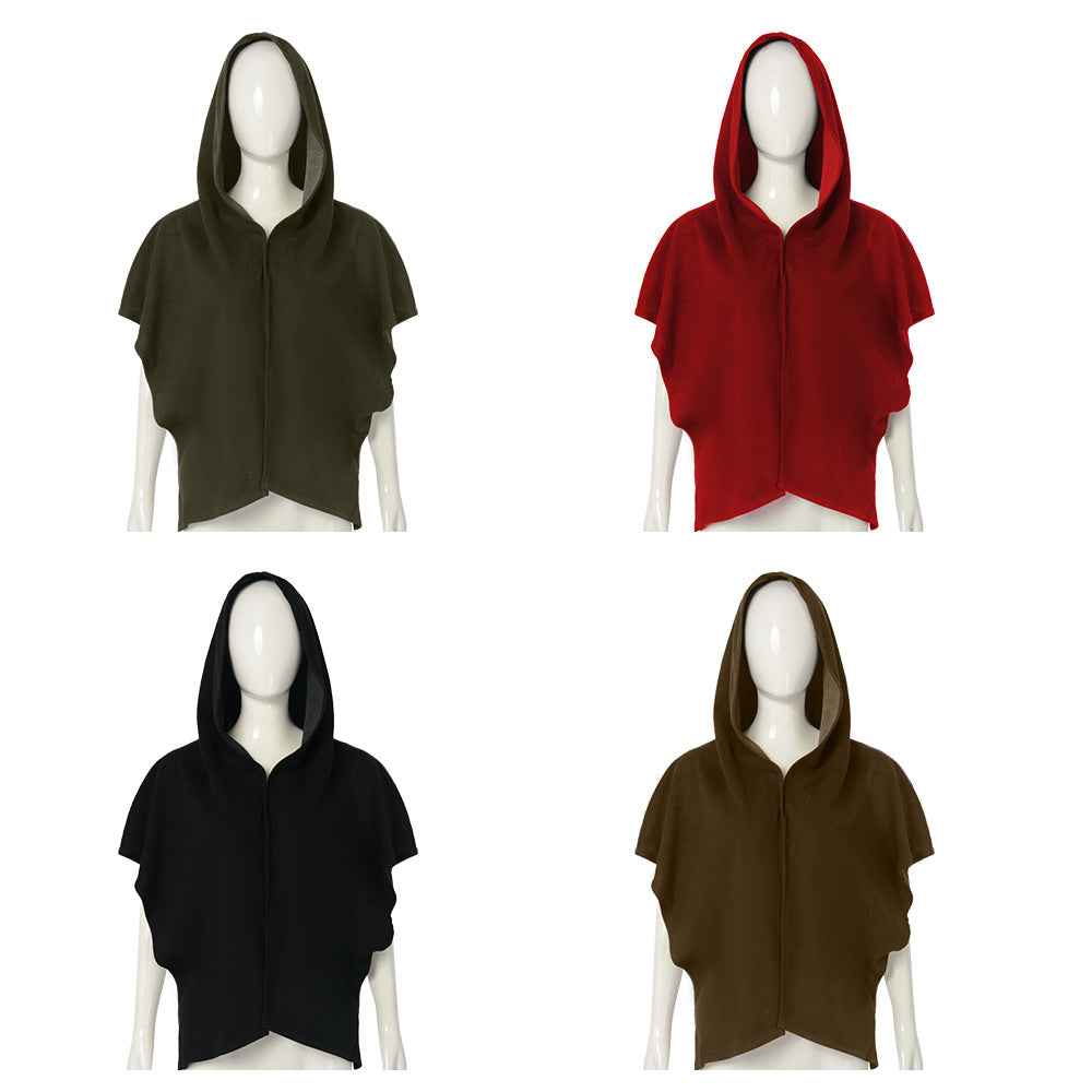 Medieval Hooded Cloak for Halloween Cosplay Knight Wizard Grim Reaper Short Cape-Casual Fashion - The Artisan's Wardrobe