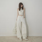 White High-Waisted Knife-Edge Jeans Women Casual Slim-Fit Wide-Leg Pants